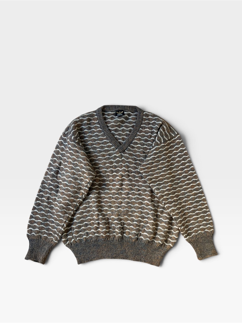 Giorgio Armani V-Neck Archival Vintage 80s GA Eagle Slouchy Mohair Wool Sweater